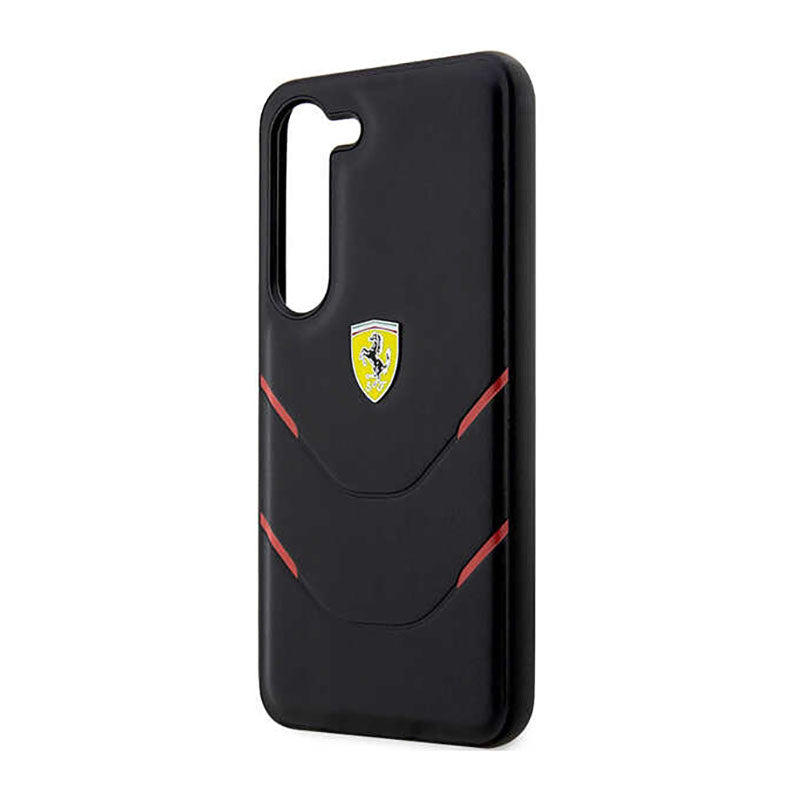 Ferrari Hot Stamp Lines – dėklas, skirtas Samsung Galaxy S23+ (juodas)