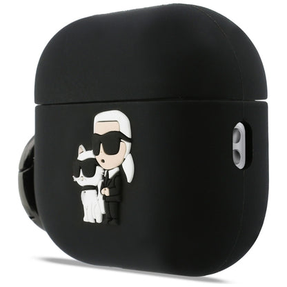 „Karl Lagerfeld“ silikoninis „Karl & Choupette Head 3D“ dėklas „AirPods Pro 3“ (juodas)