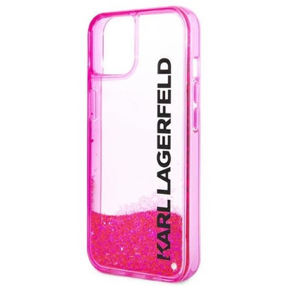 "Karl Lagerfeld Liquid Glitter Translucent Elongated Logo Case" - dėklas iPhone 14 Plus (rožinis)
