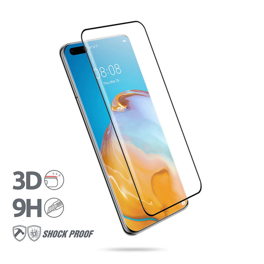 Crong 3D Armour Glass 9H grūdintas stiklas visam ekranui su Huawei P40 Pro montavimo rėmeliu