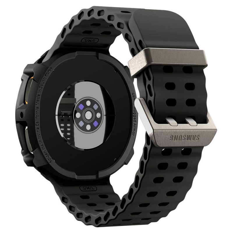 Spigen Rugged Armor Dėklas, skirtas Samsung Galaxy Watch 8 44 mm (Matinė juoda)