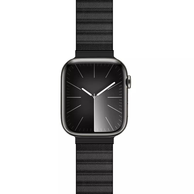 Crong Eclipse – Odinis magnetinis dirželis, skirtas Apple Watch 44/45/46/49 mm (juoda)
