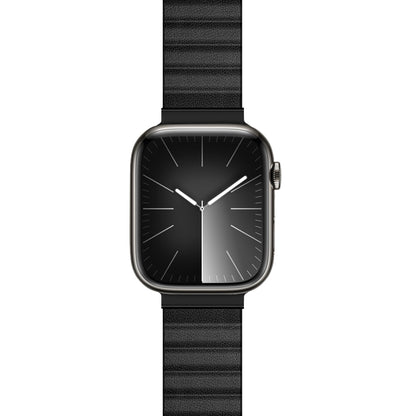 Crong Eclipse - Magnetinė odinė apyrankė Apple Watch 44/45/46/49 mm (Juoda)