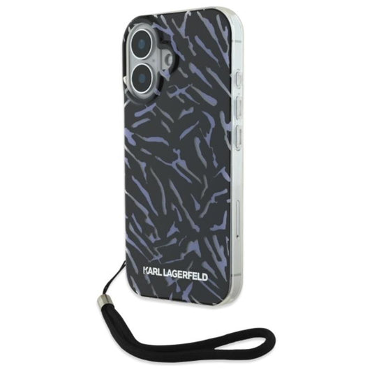 Karl Lagerfeld Zebra With Cord – dėklas, skirtas iPhone 16 Plus (violetinis)