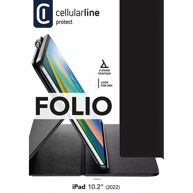 Cellularline Folio – dėklas iPad 11 colių (2025) / iPad 10,9 colių (2022) (juodas)