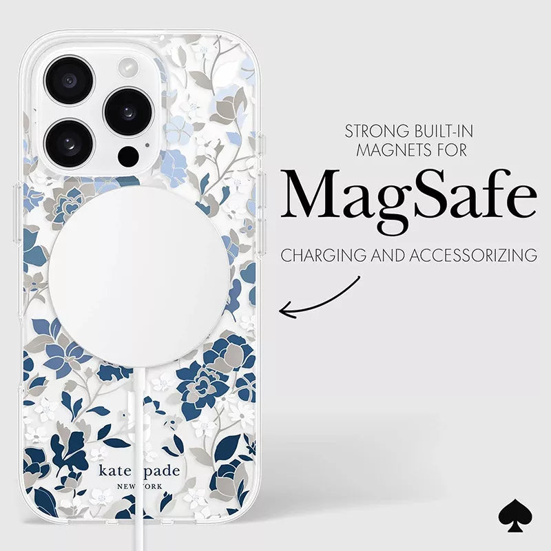 Kate Spade New York Protective Gems MagSafe – Dėklas iPhone 16 Pro (Flowerbed Blue)