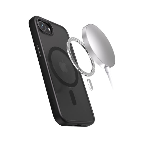 Crong Hybrid Frost MAG Cover – Dėklas, skirtas „iPhone 16e MagSafe“ (juoda)