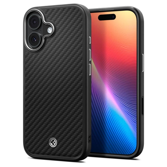 Spigen Enzo Aramid T Mag MagSafe - Dėklas iPhone 17 (Juodas/Sidabrinis)