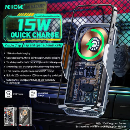 WEKOME WP-U204 Vanguard Series - Automobilinis laikiklis su belaidžiu įkrovimu 15W (juodas)