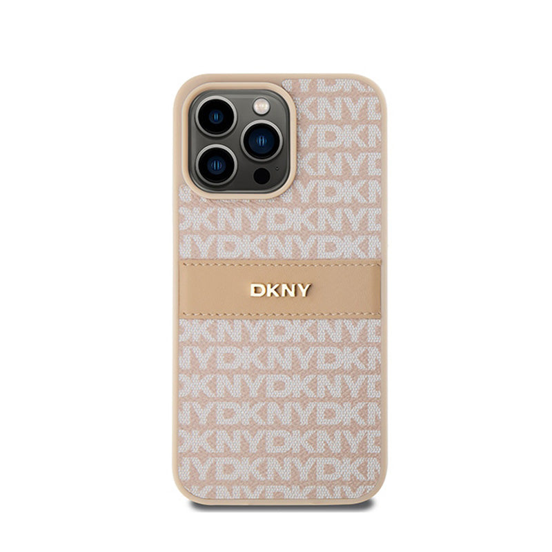 DKNY odinis „Mono Stripe & Metal Logo“ dėklas „iPhone 15 Pro Max“ (rožinis)