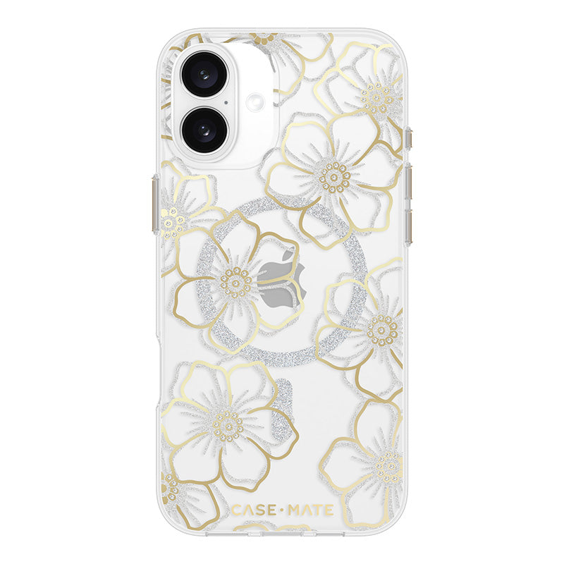 Case-Mate Floral Gems MagSafe – dėklas iPhone 16 Plus (auksinis)