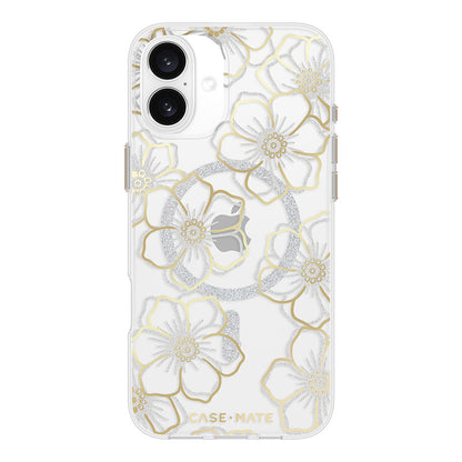 Case-Mate Floral Gems MagSafe – dėklas iPhone 16 Plus (auksinis)