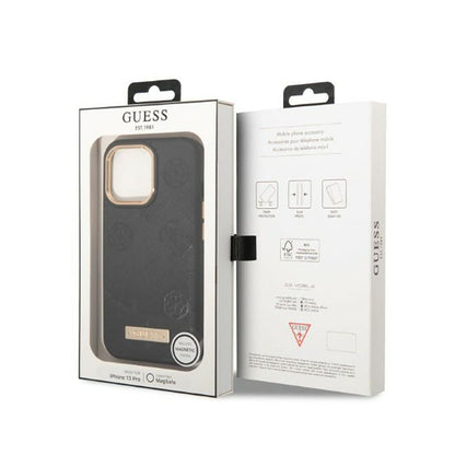 Guess Peony Logo Plate MagSafe - dėklas iPhone 13 Pro (juodas)