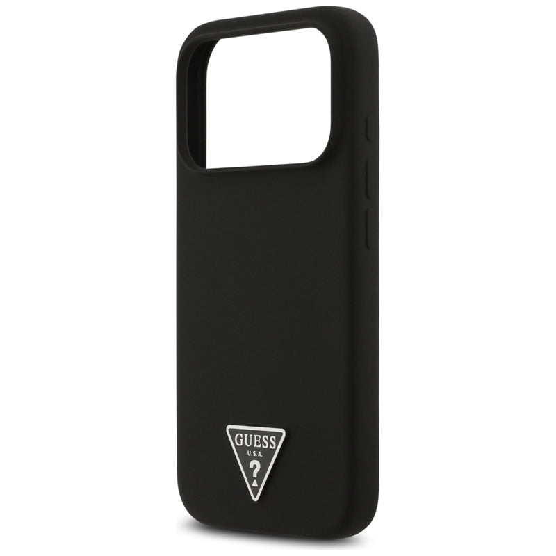 Guess Silikoninis Dėklas MagSafe su Trikampiu Logotipu - iPhone 17 Pro (juodas)
