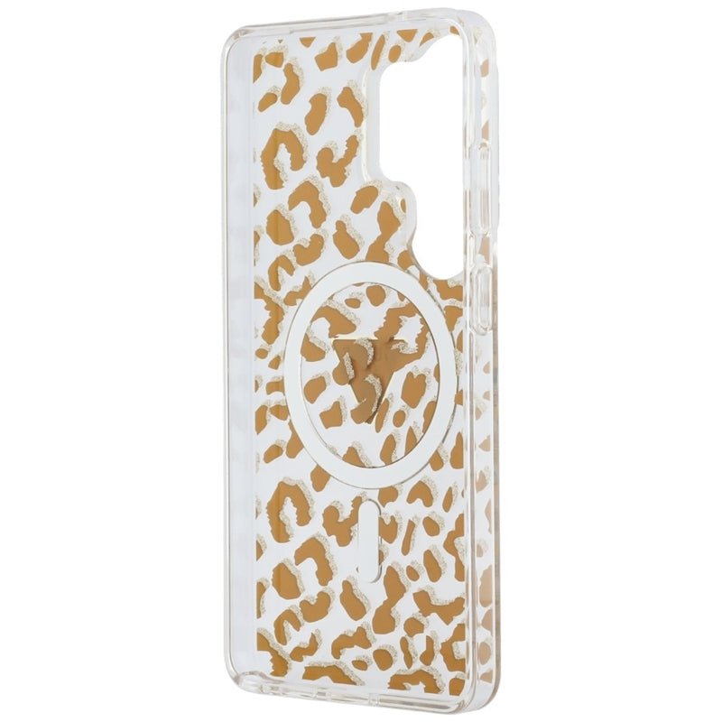 Guess IML Leopard Print Triangle MagSafe - Samsung Galaxy S26 Ultra dėklas (rudas)