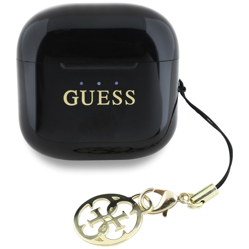 Guess Glossy Effect Printed Classic Logo & Charm - TWS Bluetooth ausinės + įkrovimo dėklas (juodas)