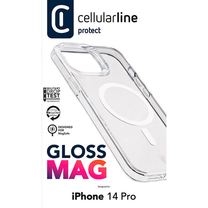 Cellularline Gloss Mag – iPhone 14 Pro MagSafe dėklas (Skaidrus)