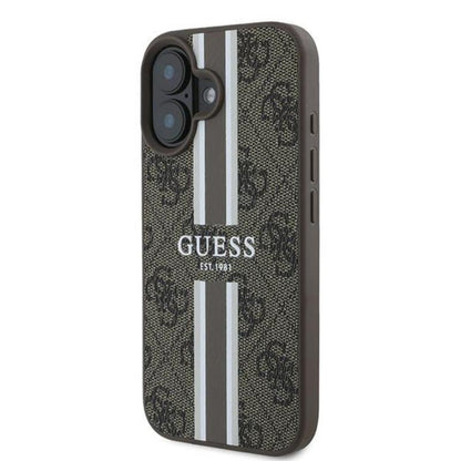 Guess 4G Printed Stripes MagSafe - dėklas, skirtas iPhone 16 Plus (rudos spalvos)
