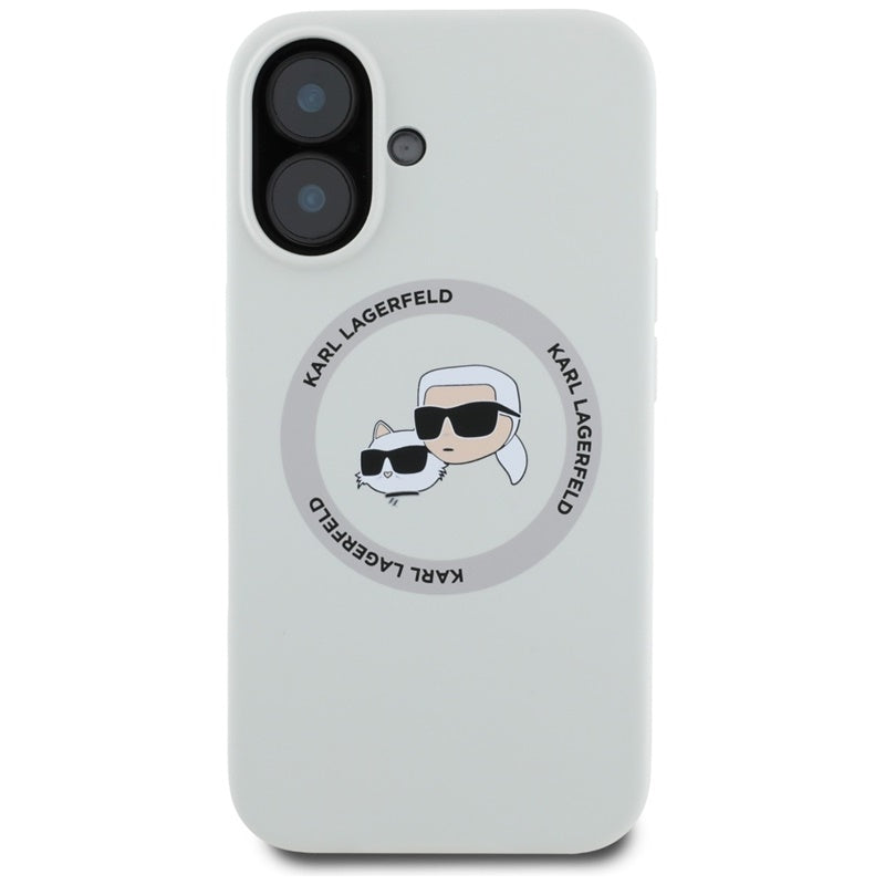 Karl Lagerfeld Silicone Double Heads And Circle MagSafe – dėklas skirtas iPhone 16 (smėlio spalvos)