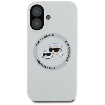 Karl Lagerfeld Silicone Double Heads And Circle MagSafe – dėklas skirtas iPhone 16 (smėlio spalvos)