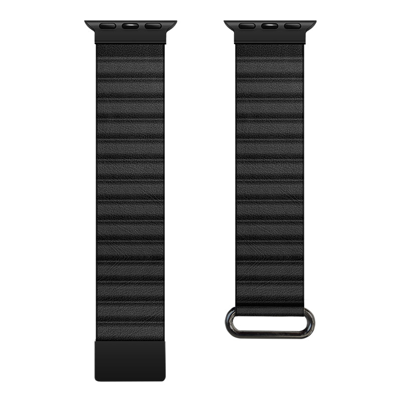 Crong Eclipse - Magnetinė odinė apyrankė Apple Watch 44/45/46/49 mm (Juoda)