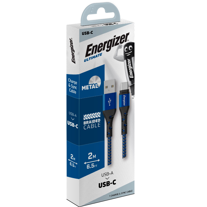 Energizer Ultimate – USB-A–USB-C jungiamasis laidas 2 m (mėlynas)