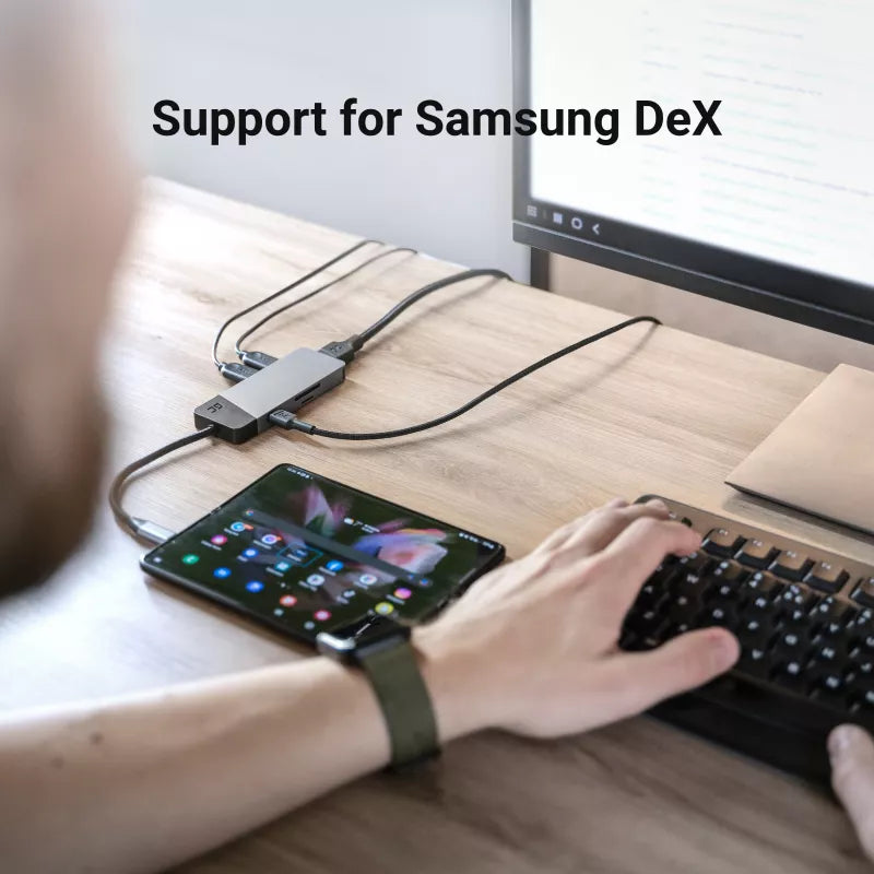 Green Cell - Dokavimo stotelė HUB USB-C HDMI 4K DEX SD ir MicroSD kortelių skaitytuvas USB 3.1