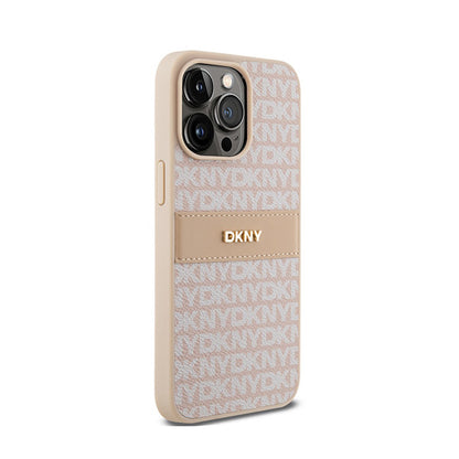 DKNY odinis „Mono Stripe & Metal Logo“ dėklas „iPhone 15 Pro Max“ (rožinis)