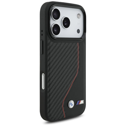 BMW M Carbon Line ir logotips MagSafe - dėklas iPhone 17 Pro (raudonas)