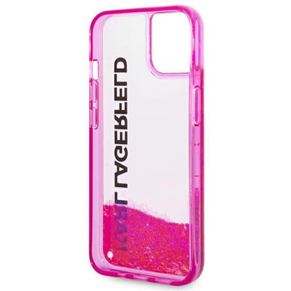 "Karl Lagerfeld Liquid Glitter Translucent Elongated Logo Case" - dėklas iPhone 14 Plus (rožinis)