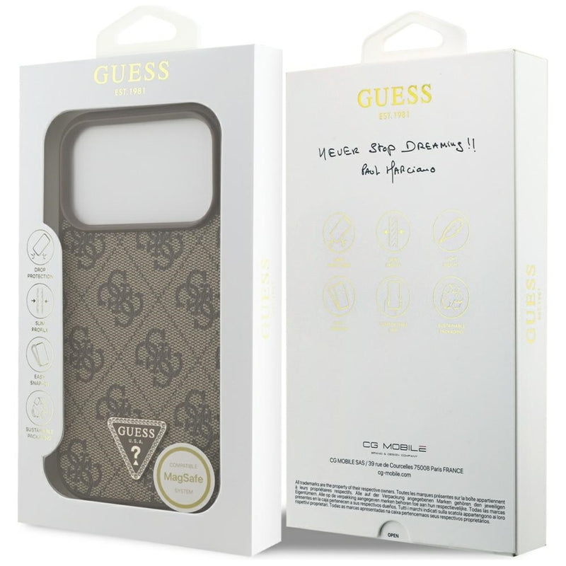 Odos 4G Trikampis Strasas MagSafe dėklas iPhone 17 Pro (rudas) Guess