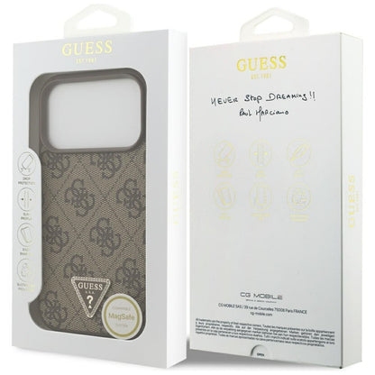 Odos 4G Trikampis Strasas MagSafe dėklas iPhone 17 Pro (rudas) Guess