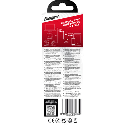 Energizer Classic – USB-A į Micro USB jungiamasis kabelis 1.2m (juodas)