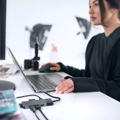 Green Cell - Dokavimo stotelė HUB USB-C HDMI 4K DEX SD ir MicroSD kortelių skaitytuvas USB 3.1