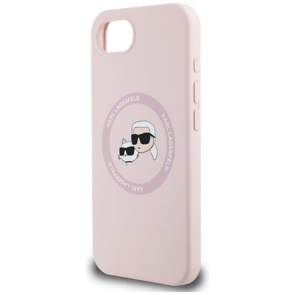 Karl Lagerfeld silikoninis Karl & Choupette Heads MagSafe – dėklas iPhone 16e (rožinis)