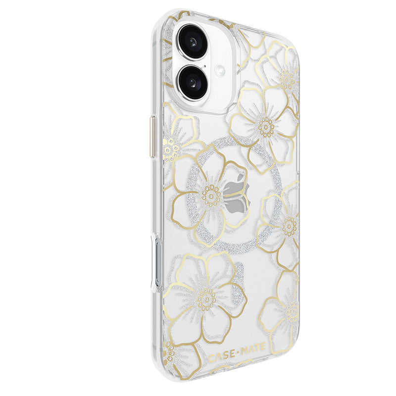 Case-Mate Floral Gems MagSafe – dėklas iPhone 16 Plus (auksinis)