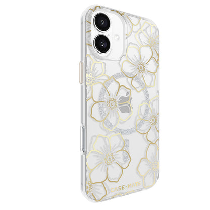 Case-Mate Floral Gems MagSafe – dėklas iPhone 16 Plus (auksinis)