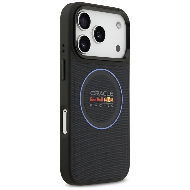 Red Bull Mėlyno Tinklelio Ir Metalo Mygtukų MagSafe dėklas - iPhone 17 Pro (Tamsiai Mėlynas)
