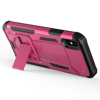 Zizo Hybrid Transformer dėklas – tvirtas dėklas, skirtas iPhone X, su atrama (karšto rožinė / juoda)