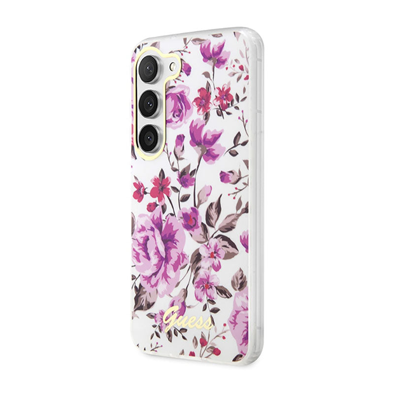 Guess Flower Collection - dėklas Samsung Galaxy S23 (baltas)