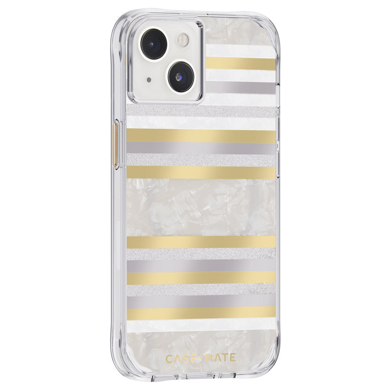 Case-Mate Pearl Stripes MagSafe – Perlamutru dekoruotas dėklas, skirtas iPhone 14 / iPhone 13 (Pearl Stripes)