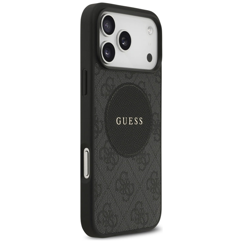 Guess 4G Circle Classic Logo MagSafe – Dėklas iPhone 17 Pro Max (Juodas)
