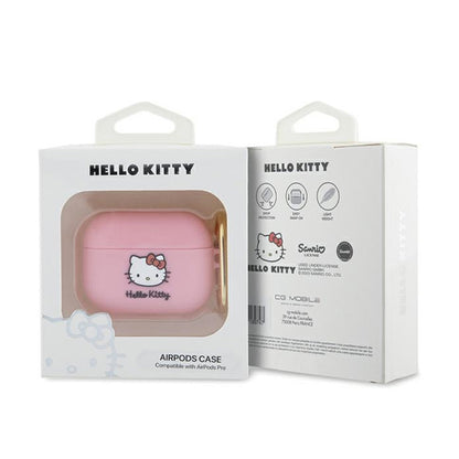 Hello Kitty silikoninis 3D Kitty galvutės dėklas, skirtas „AirPods Pro“ (rožinis)