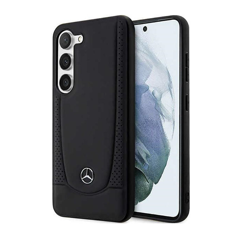 Mercedes Leather Urban Line – dėklas, skirtas Samsung Galaxy S23 (juodas)