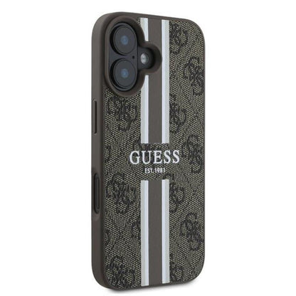 Guess 4G Printed Stripes MagSafe - dėklas, skirtas iPhone 16 Plus (rudos spalvos)