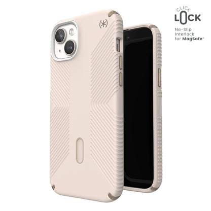 Speck Presidio2 Grip ClickLock ir Magsafe – iPhone 15 Plus / iPhone 14 Plus dėklas (Bleached Bone / Heirloom Gold / Hazel Brown)