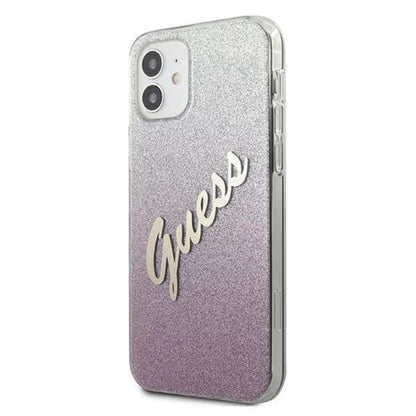 Guess Glitter Gradient Script - dėklas, skirtas „iPhone 12 mini“ (rožinis)