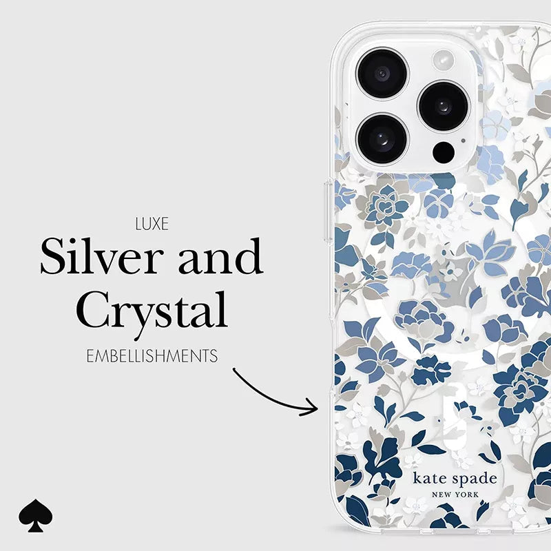 Kate Spade New York Protective Gems MagSafe – Dėklas iPhone 16 Pro (Flowerbed Blue)