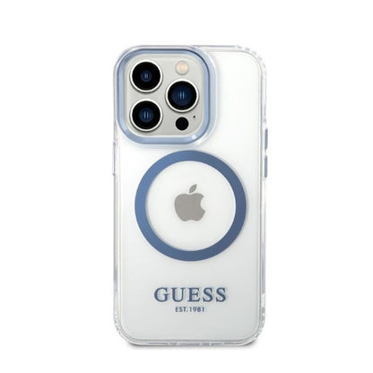 Guess Metal Outline MagSafe – dėklas, skirtas iPhone 14 Pro (permatomas)