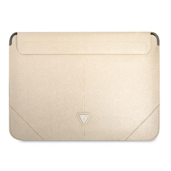 Guess Saffiano Triangle Logo dėklas – nešiojamojo kompiuterio dėklas 16 colių (smėlio)